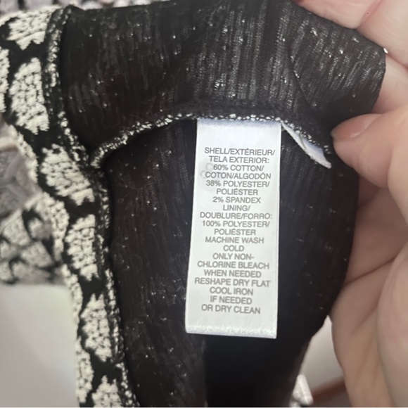 Loft Black & White Textured Geometric Western Aztec Shift Dress - Size Small - Picture 5 of 7